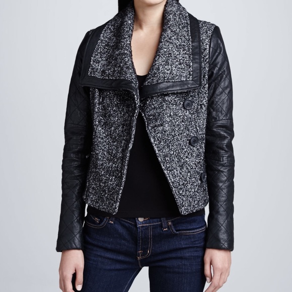 tweed leather jacket